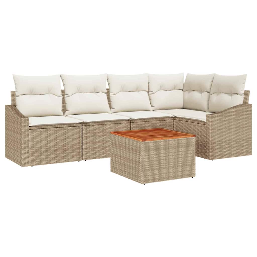 Kerti Kanapé Szett tárolóval 6 pcs Beige és krém polirattan