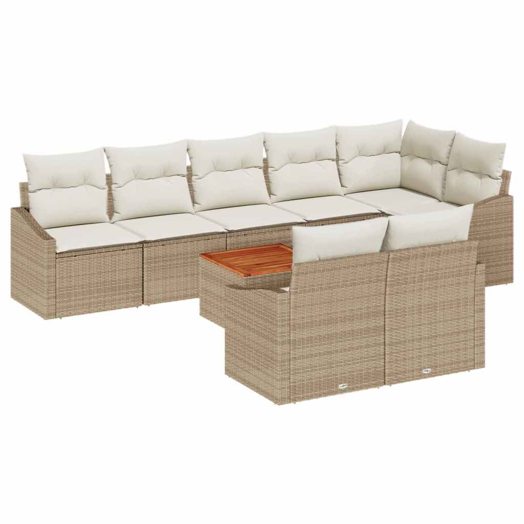 Kerti Kanapé Szett tárolóval 9 pcs Beige és krém polirattan