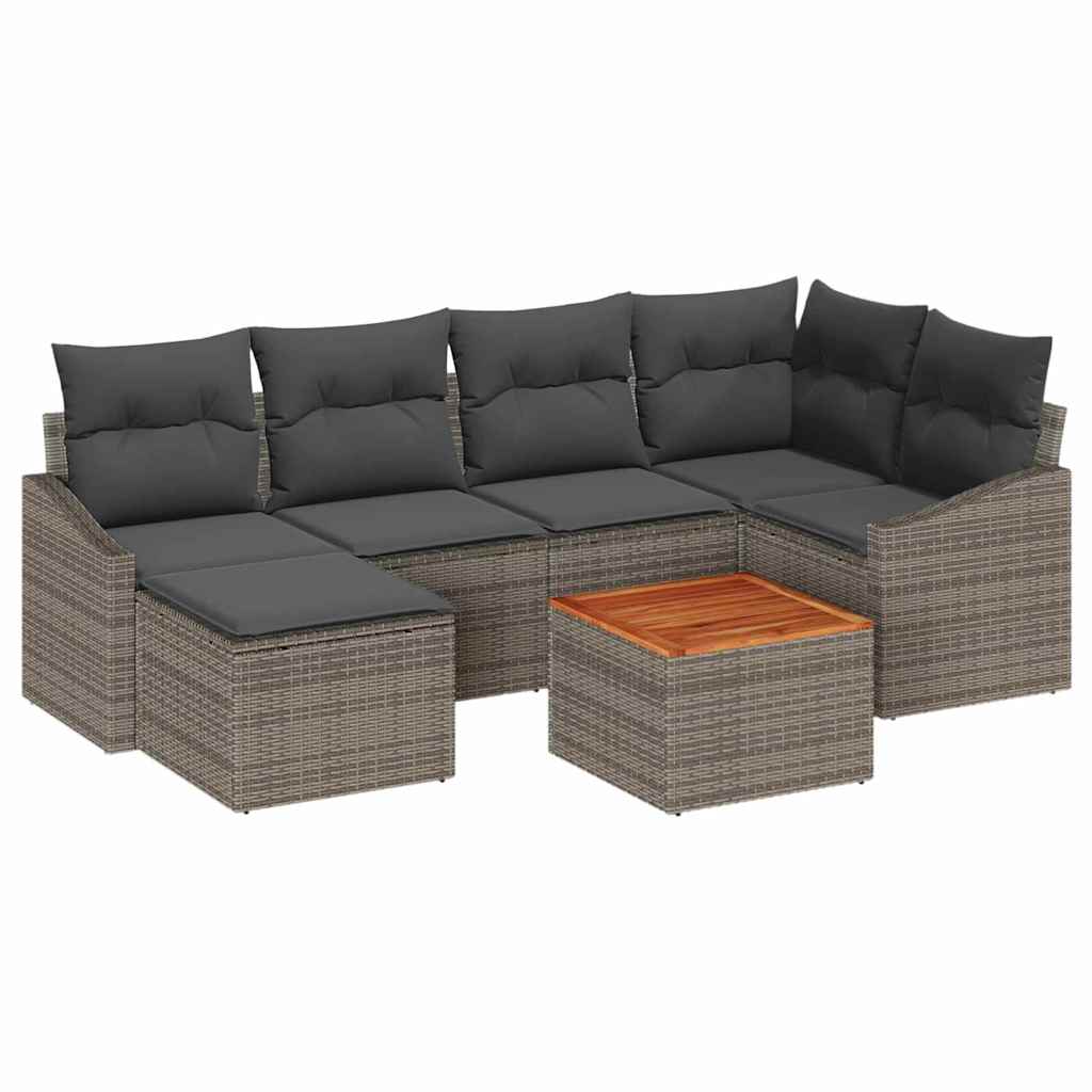 Kerti Kanapé Szett tárolóval 7 pcs Szürke polirattan