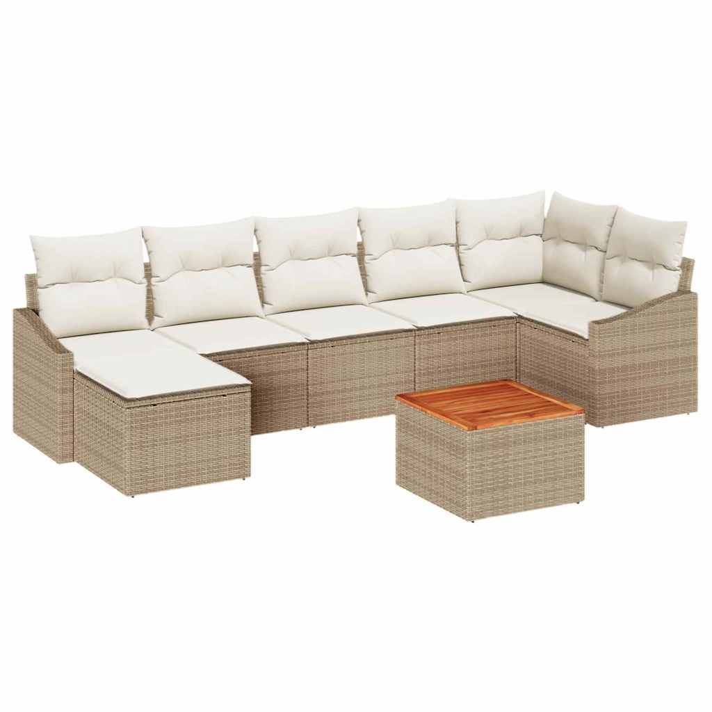 Kerti Kanapé Szett tárolóval 8 pcs Beige és krém polirattan