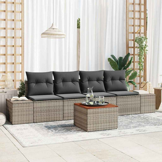 Kerti Kanapé Szett tárolóval 5 pcs Szürke polirattan