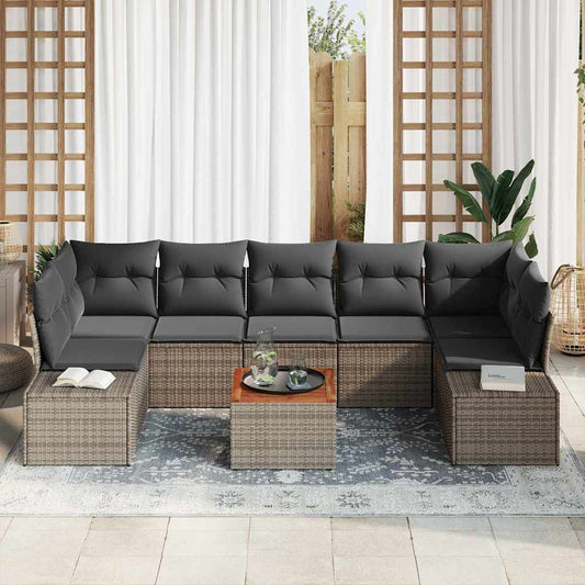 Kerti Kanapé Szett tárolóval 8 pcs Szürke polirattan
