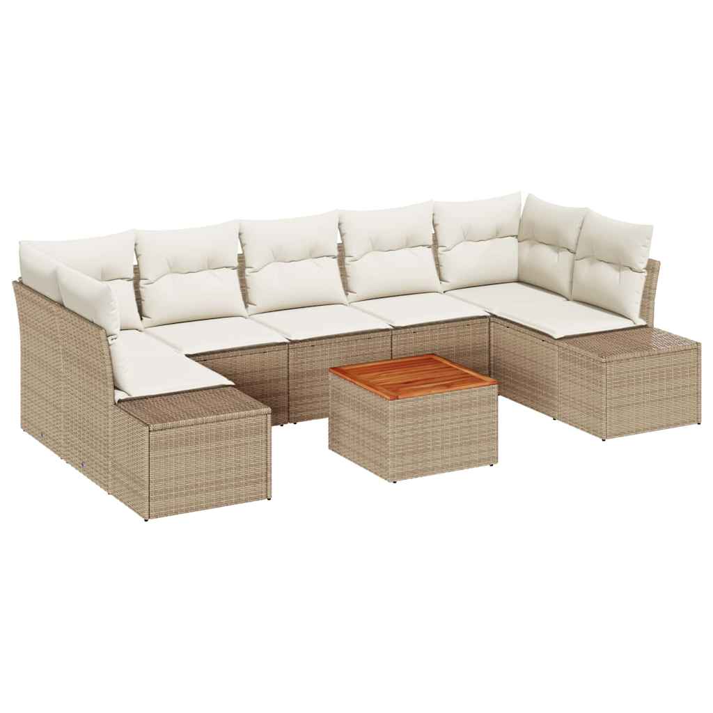 Kerti Kanapé Szett tárolóval 8 pcs Beige és krém polirattan
