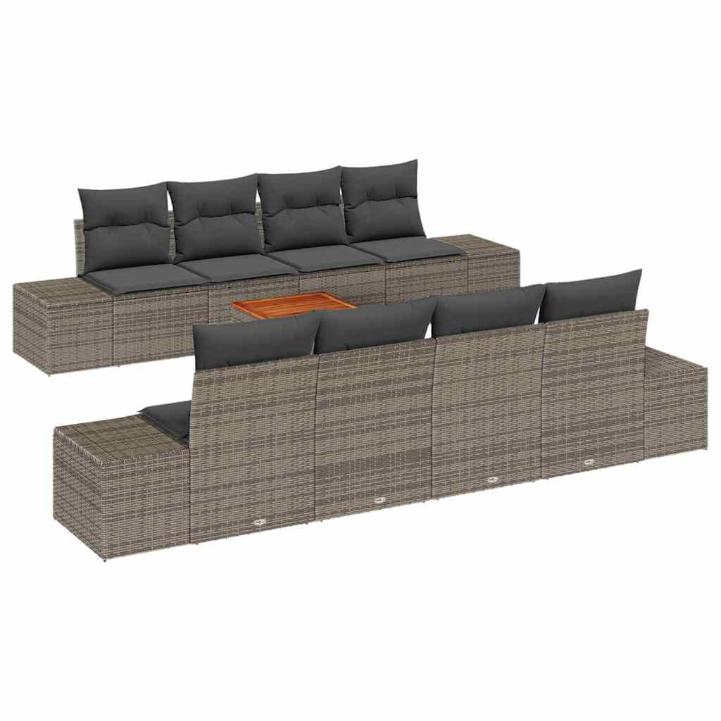 Kerti Kanapé Szett tárolóval 9 pcs Szürke polirattan