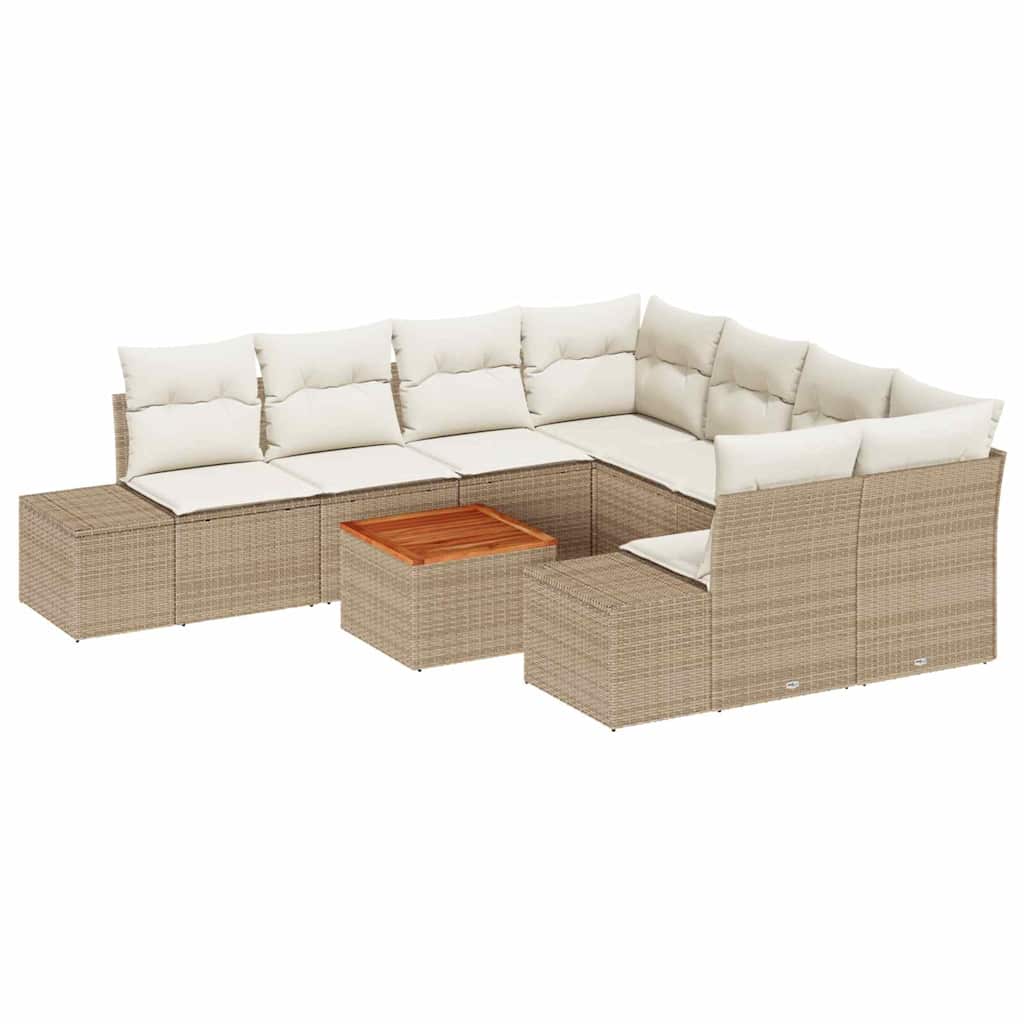 Kerti Kanapé Szett tárolóval 9 pcs Beige és krém polirattan