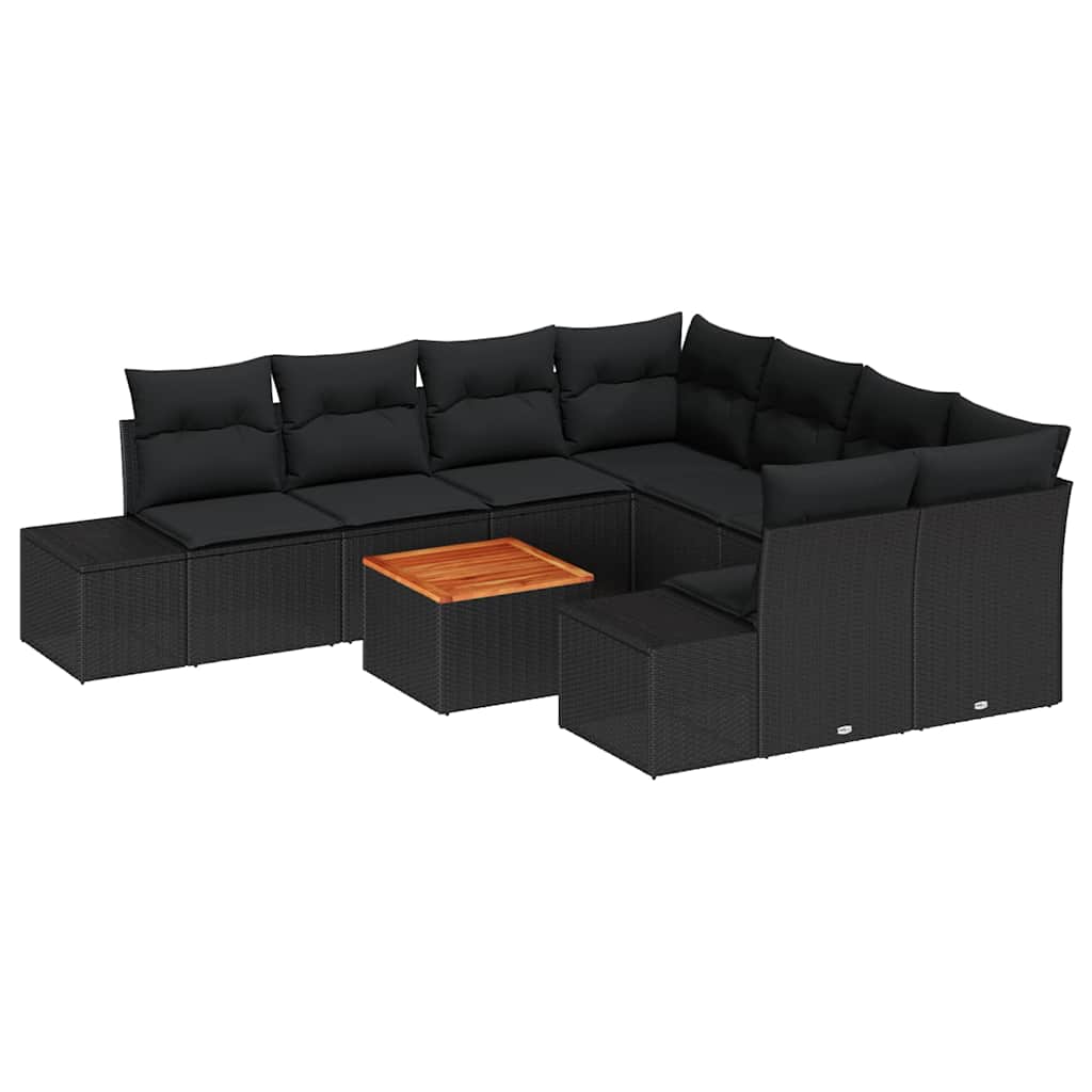 Kerti Kanapé Szett tárolóval 9 pcs Fekete polirattan