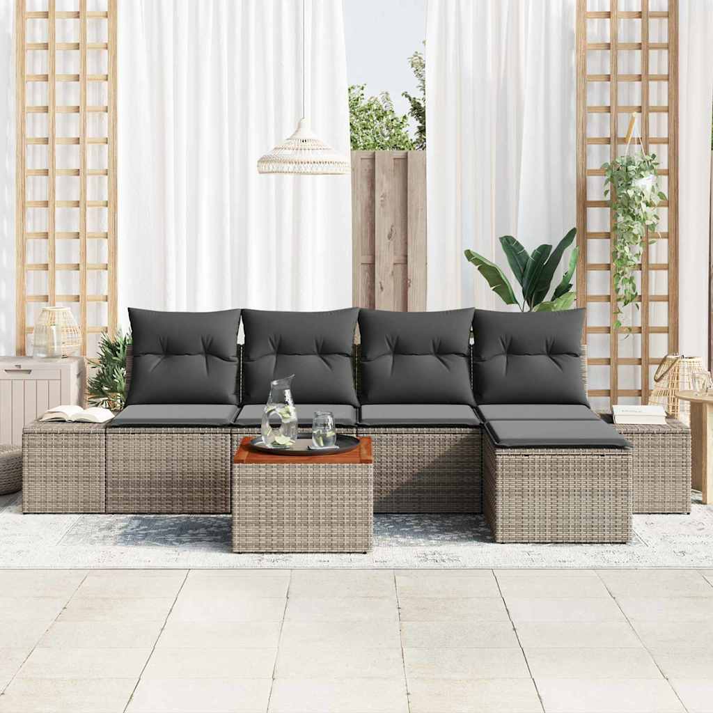 Kerti Kanapé Szett tárolóval 6 pcs Szürke polirattan