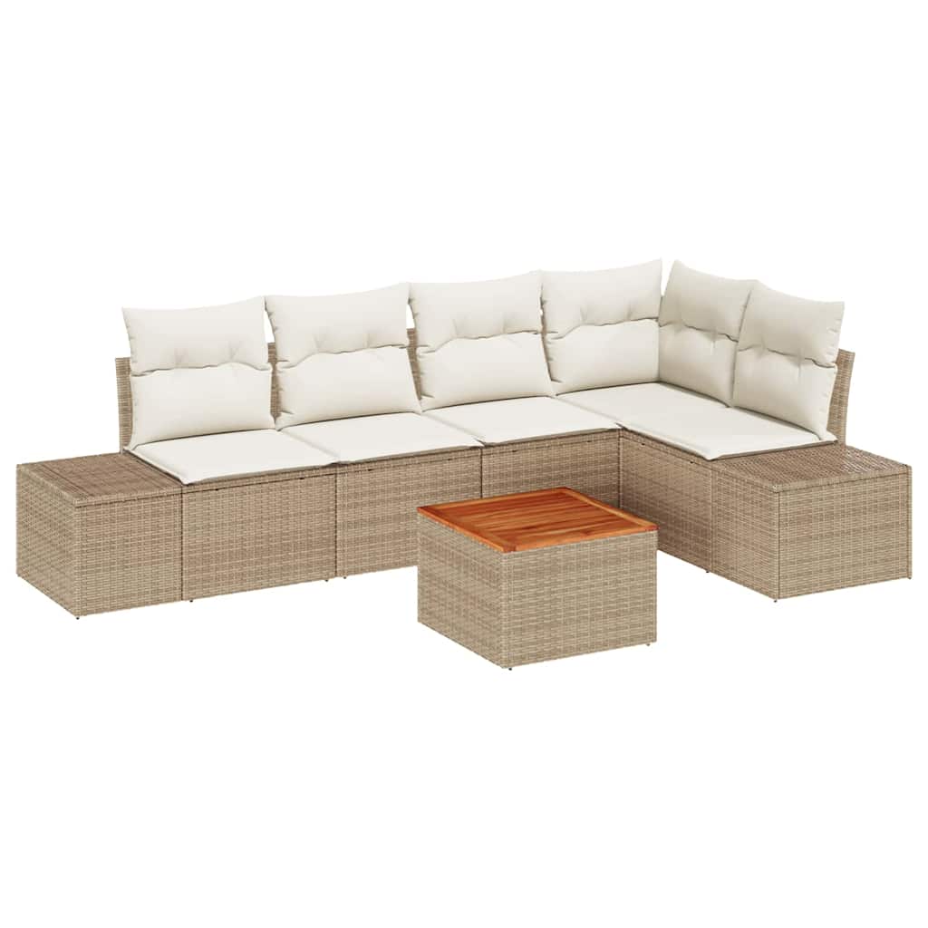 Kerti Kanapé Szett tárolóval 6 pcs Beige és krém polirattan