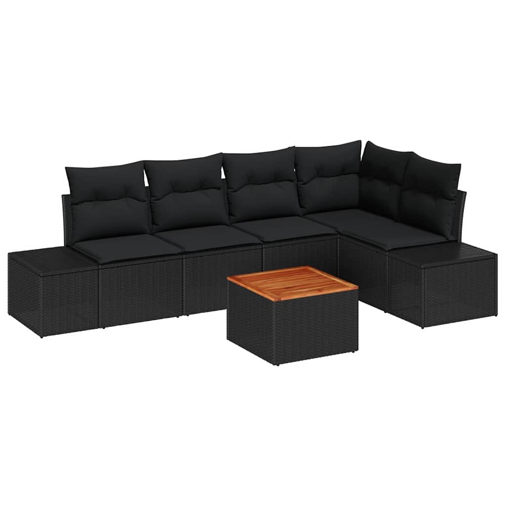Kerti Kanapé Szett tárolóval 6 pcs Fekete polirattan
