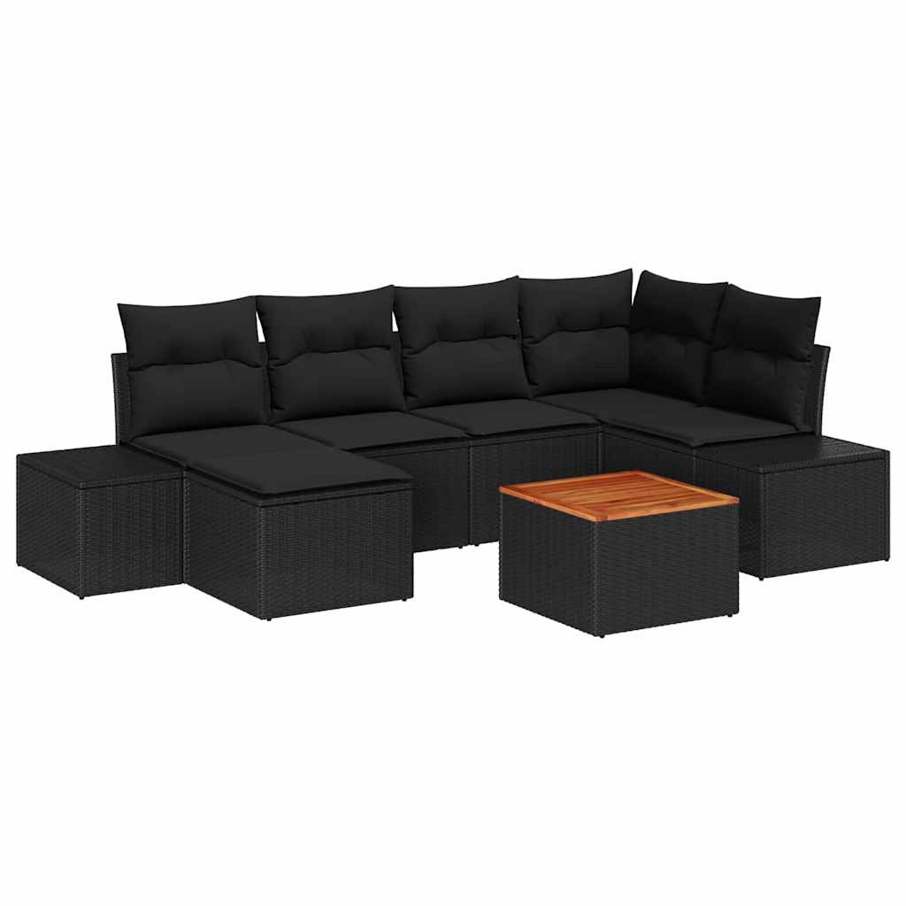 Kerti Kanapé Szett 7 pcs Fekete