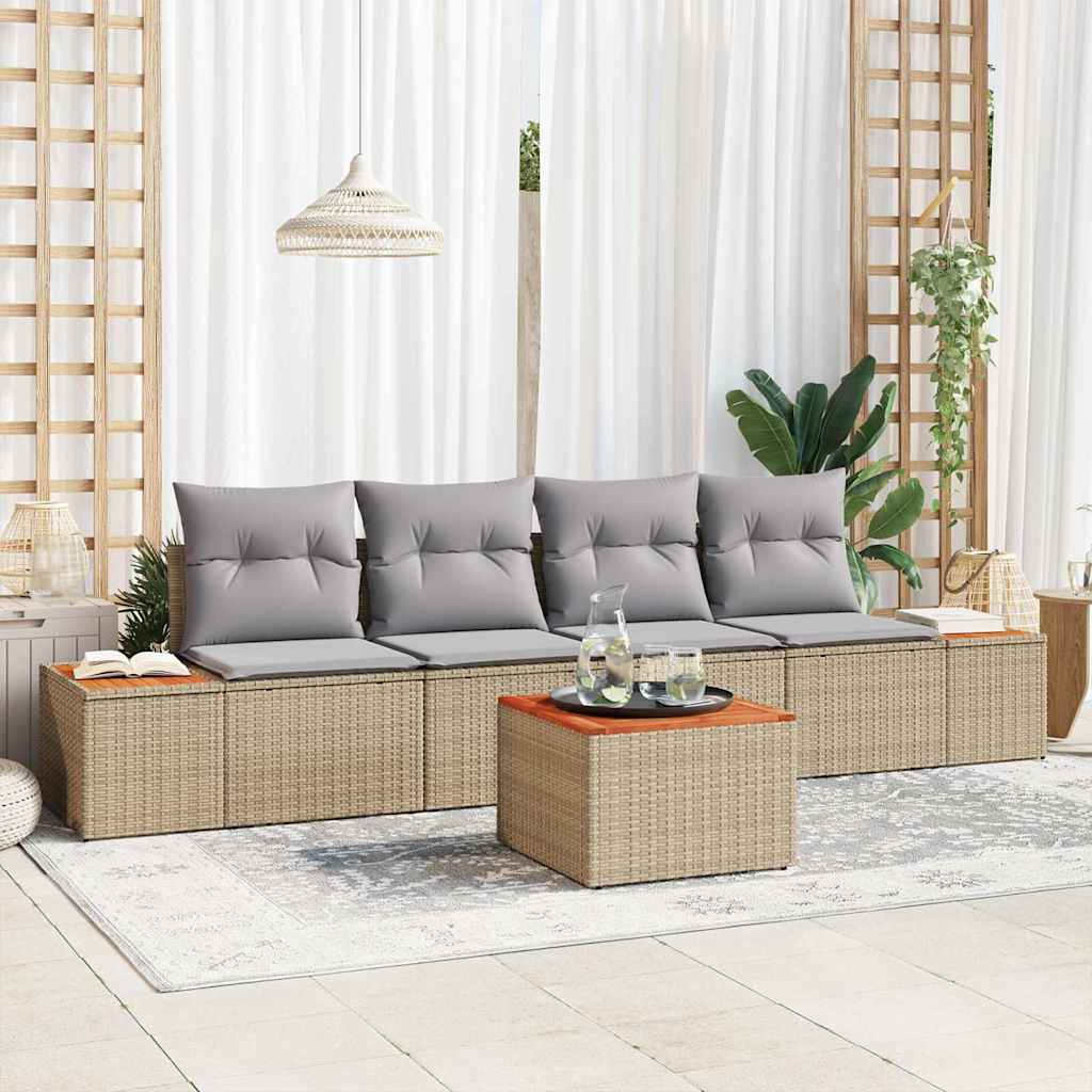 Kerti Kanapé Szett párnával tárolóval 5 pcs Bézs Poli rattan