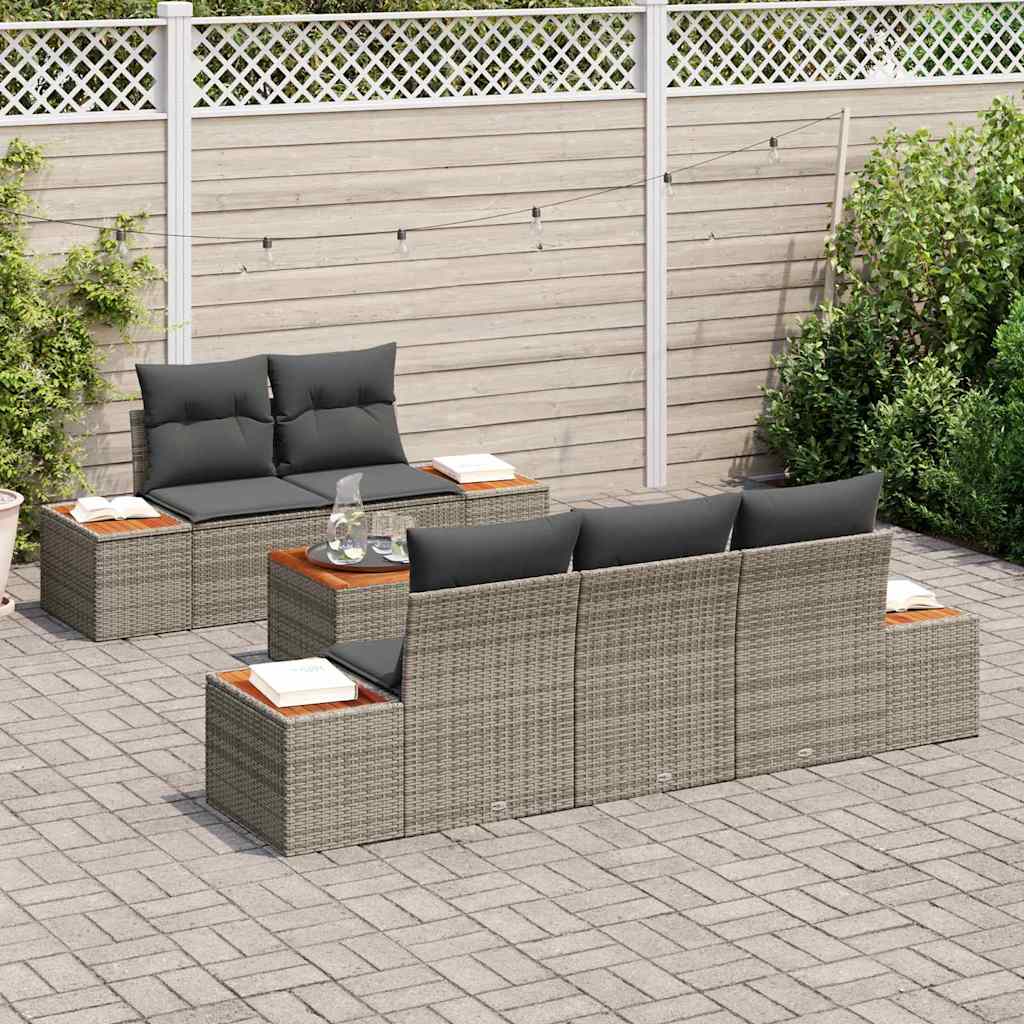 Kerti Kanapé Szett tárolóval 6 pcs Szürke Poli rattan