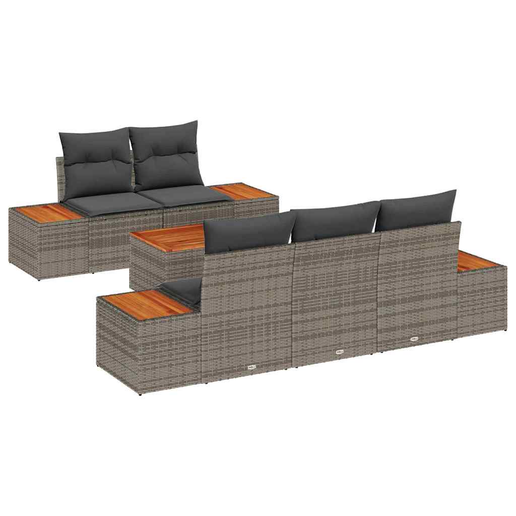 Kerti Kanapé Szett tárolóval 6 pcs Szürke Poli rattan