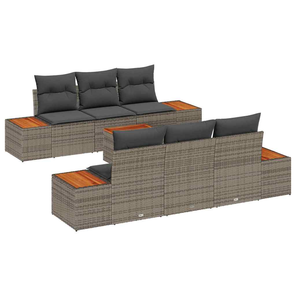 Kerti Kanapé Szett párnával tárolóval 7 pcs Szürke Poli rattan