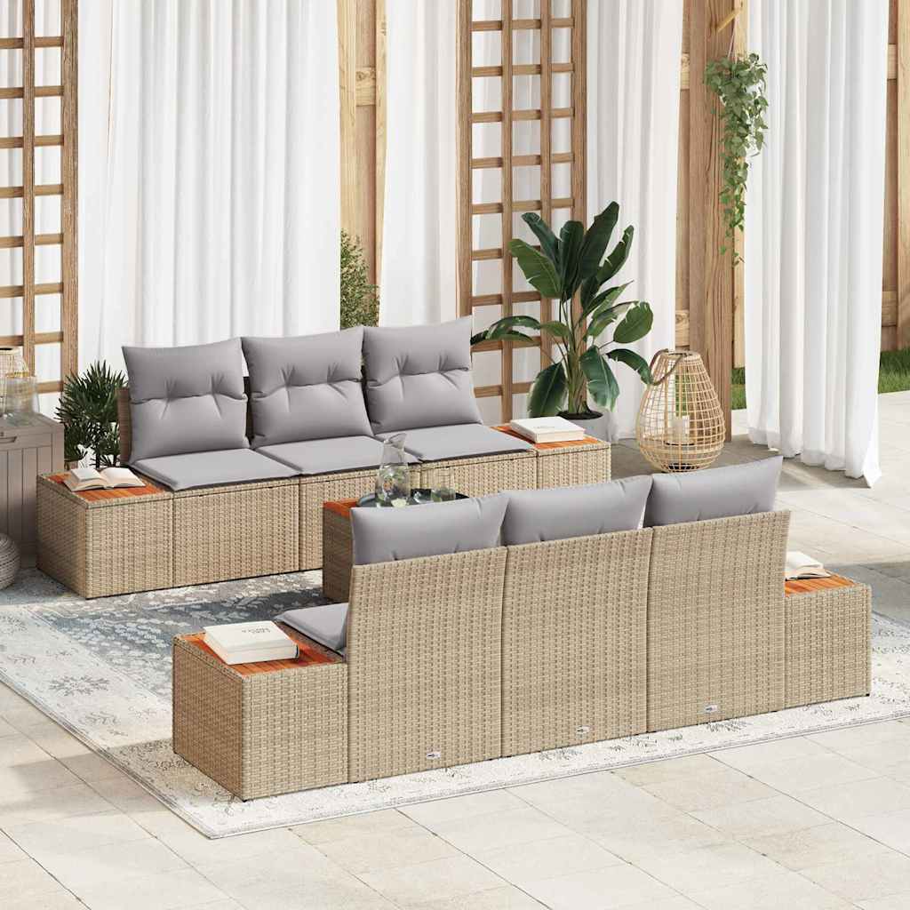 Kerti Kanapé Szett párnával tárolóval 7 pcs Bézs Poli rattan