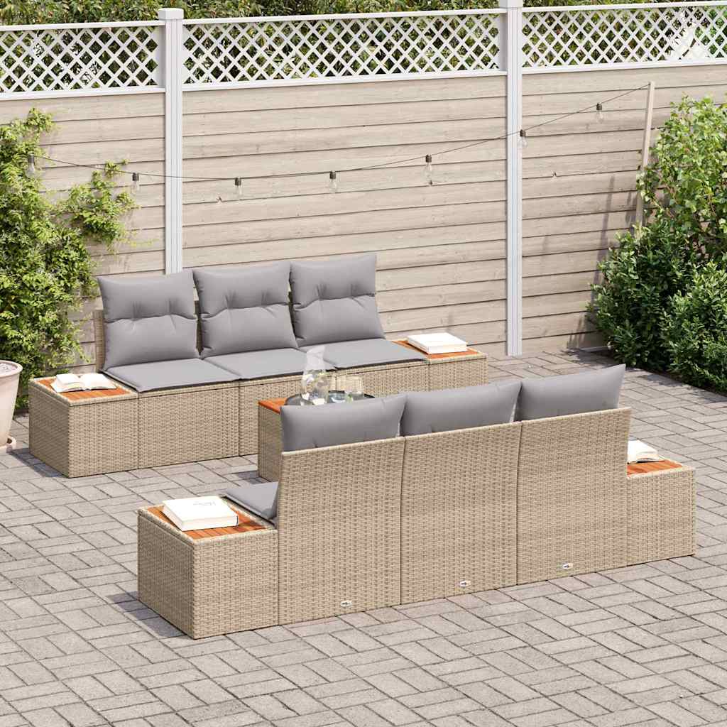 Kerti Kanapé Szett párnával tárolóval 7 pcs Bézs Poli rattan