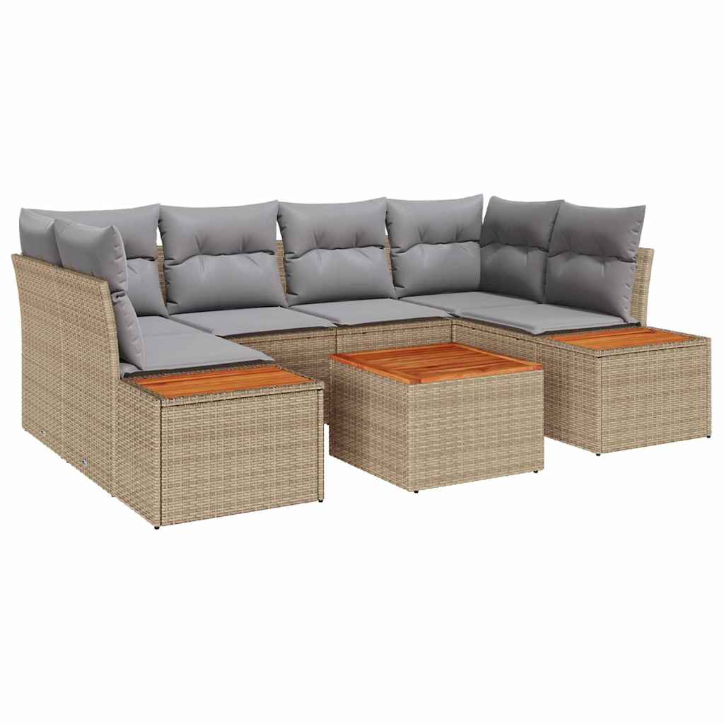 Kerti Kanapé Szett párnával tárolóval 6 pcs Bézs Poli rattan