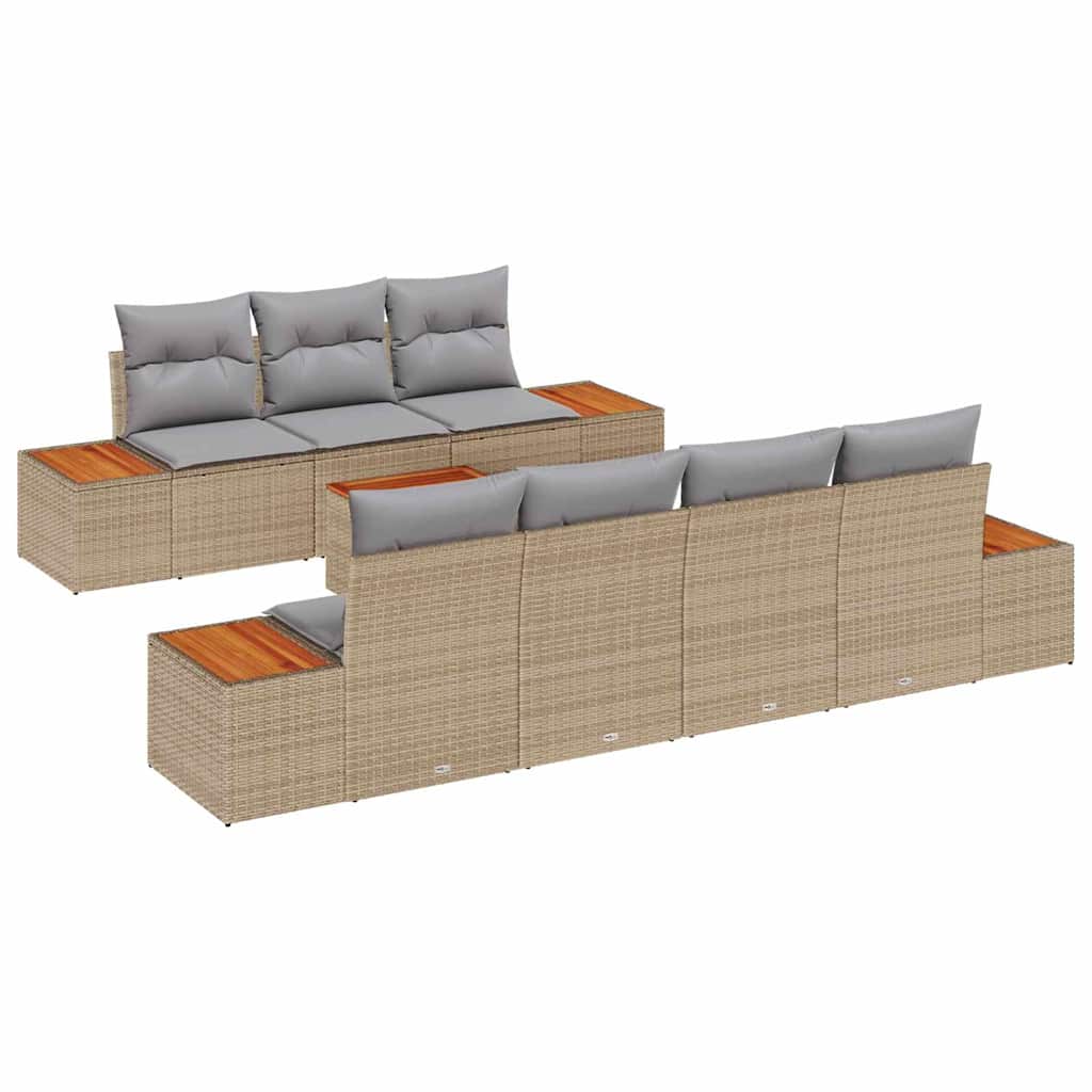 Kerti Kanapé Szett tárolóval 8 pcs Bézs Poli rattan