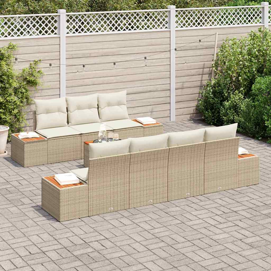 Kerti Kanapé Szett tárolóval 8 pcs Bézs Poli rattan