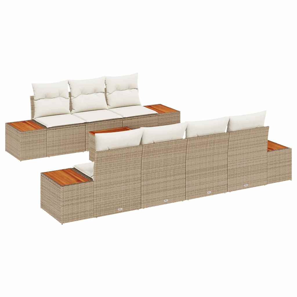 Kerti Kanapé Szett tárolóval 8 pcs Bézs Poli rattan
