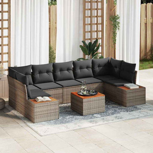Kerti Kanapé Szett párnával tárolóval 8 pcs Szürke Poli rattan