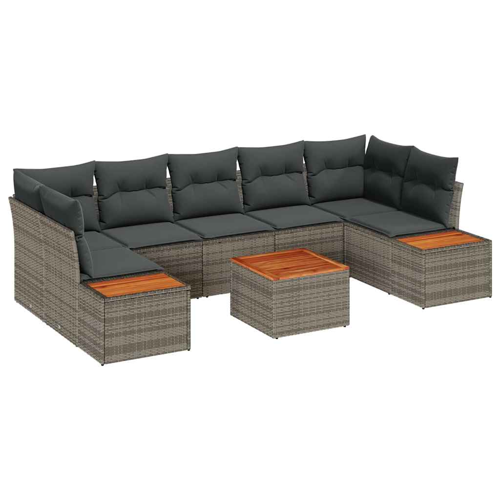 Kerti Kanapé Szett párnával tárolóval 8 pcs Szürke Poli rattan