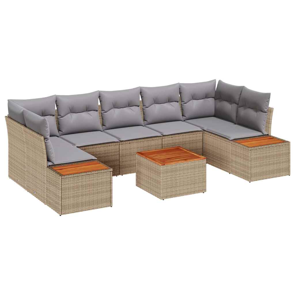 Kerti Kanapé Szett párnával tárolóval 8 pcs Bézs Poli rattan