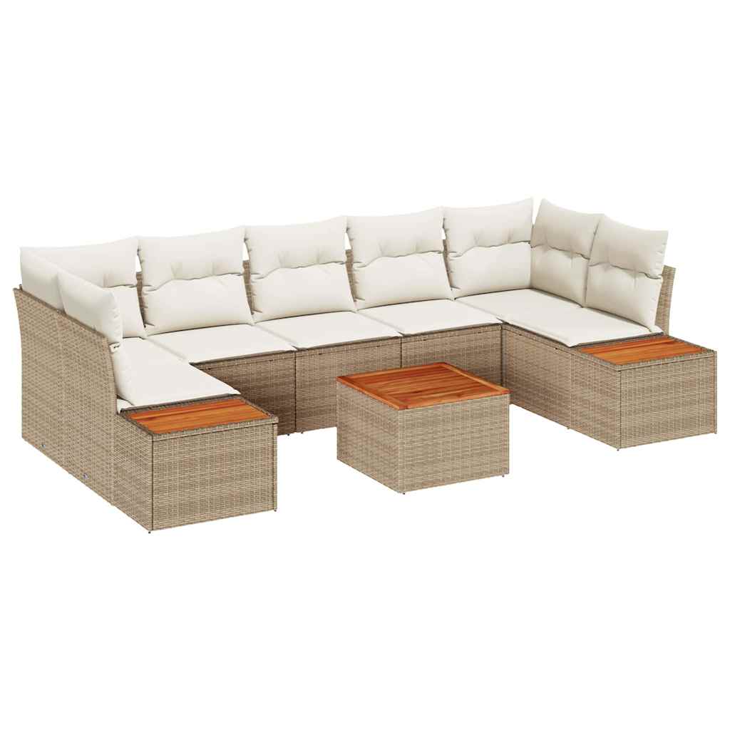 Kerti Kanapé Szett párnával tárolóval 8 pcs Bézs Poli rattan