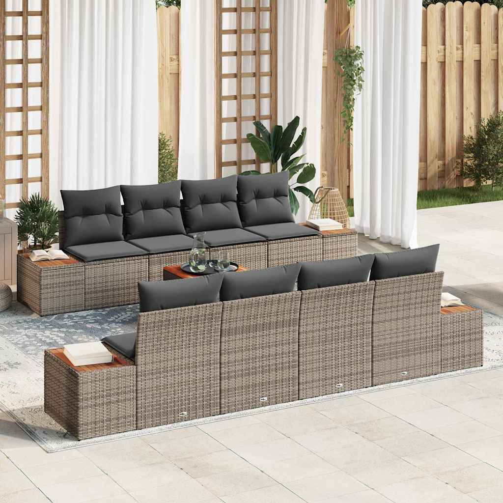 Kerti Kanapé Szett tárolóval 9 pcs Szürke Poli rattan
