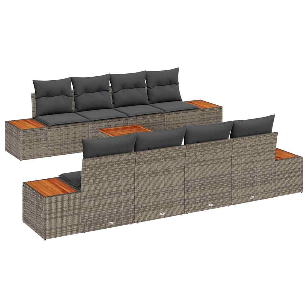 Kerti Kanapé Szett tárolóval 9 pcs Szürke Poli rattan