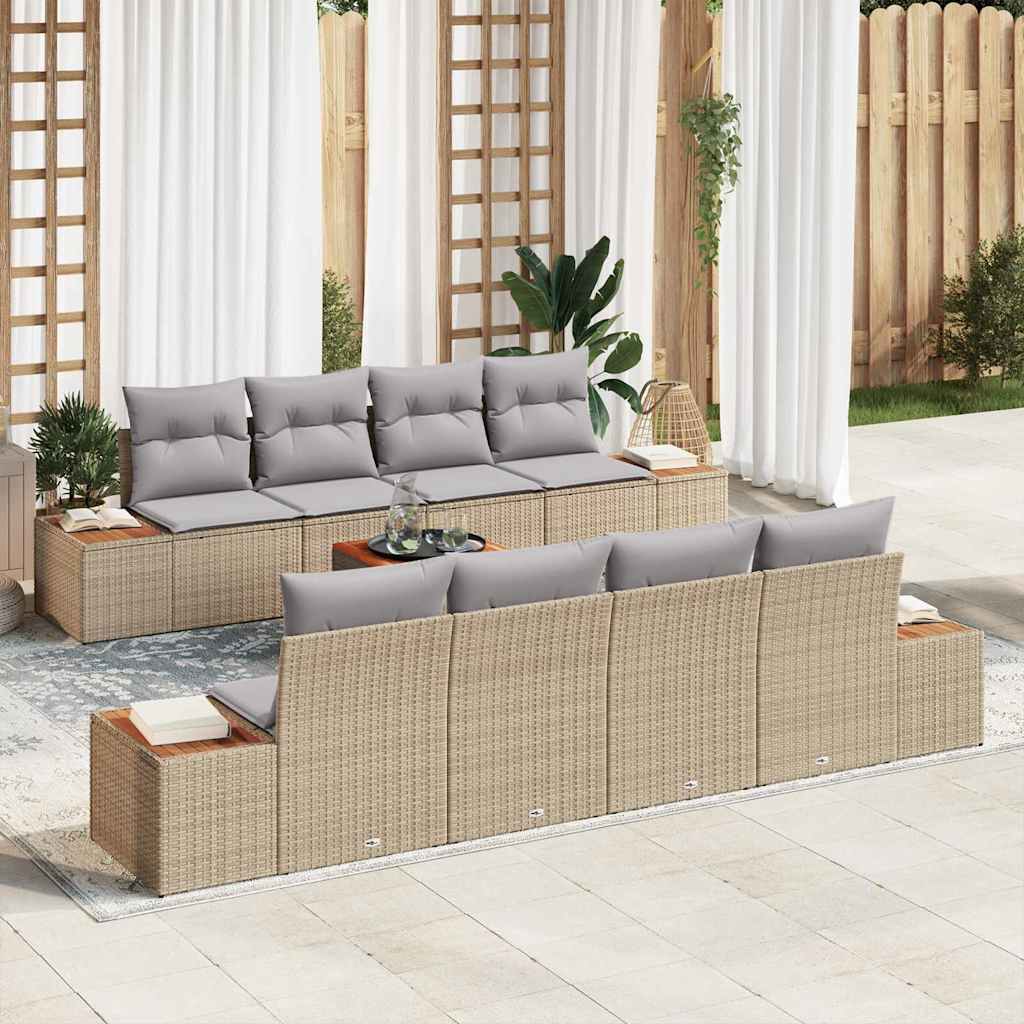 Kerti Kanapé Szett tárolóval 9 pcs Bézs Poli rattan