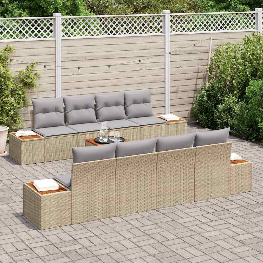 Kerti Kanapé Szett tárolóval 9 pcs Bézs Poli rattan