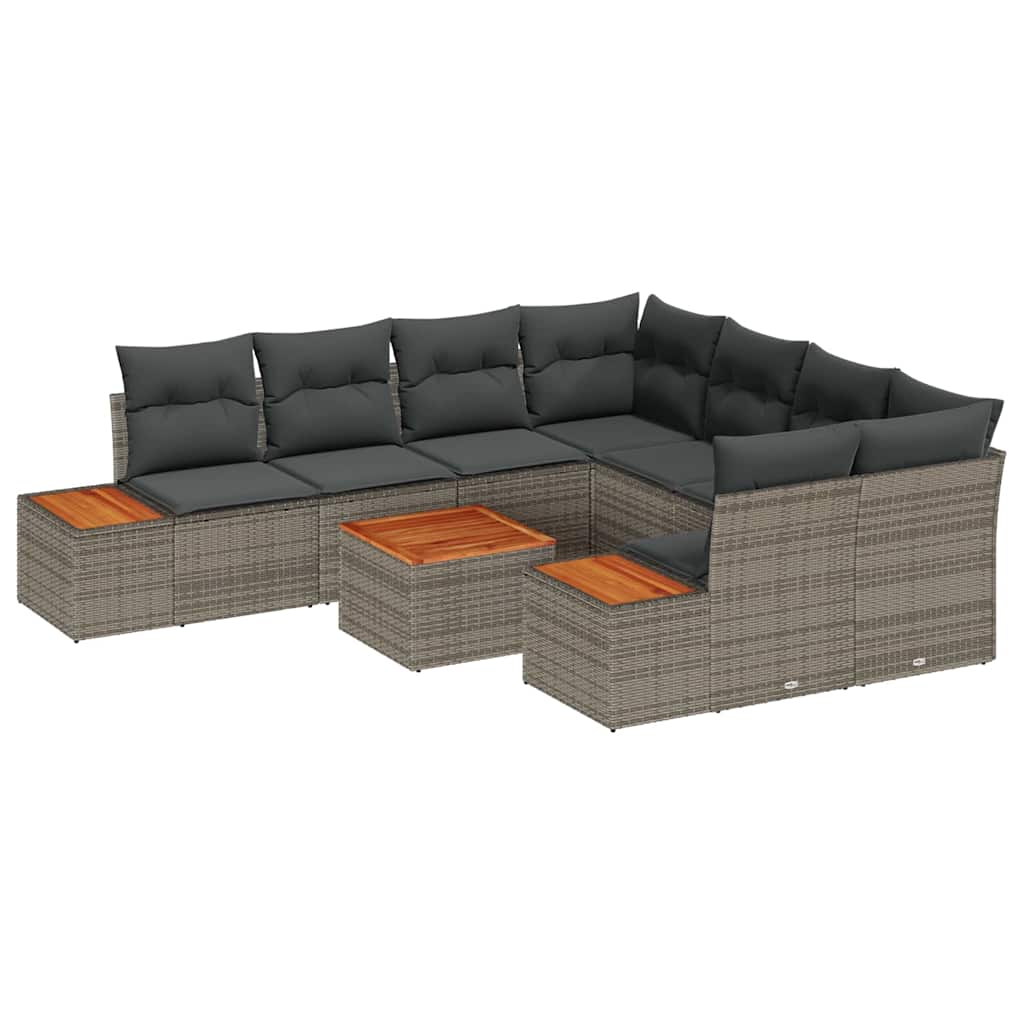 Kerti Kanapé Szett tárolóval 9 pcs Szürke Poli rattan