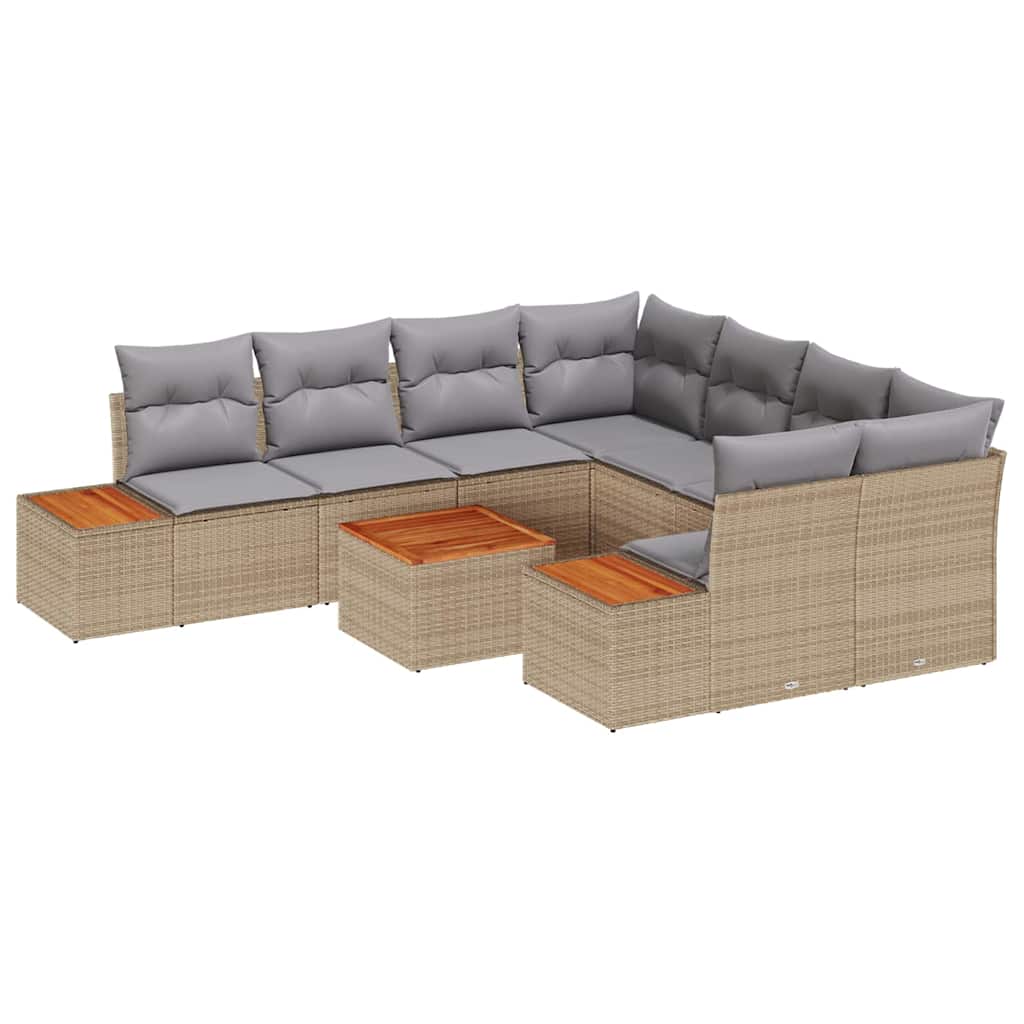 Kerti Kanapé Szett párnával tárolóval 9 pcs Bézs Poli rattan