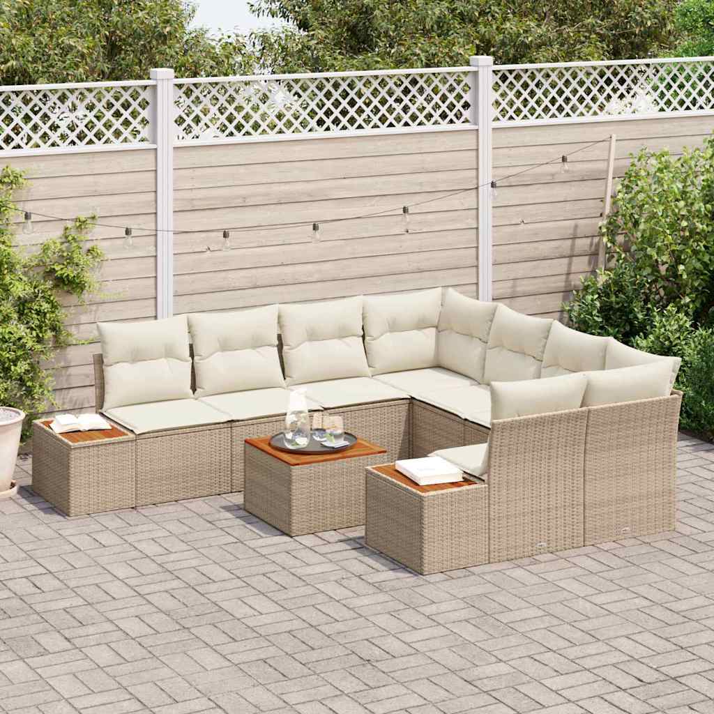 Kerti Kanapé Szett tárolóval 9 pcs Bézs Poli rattan