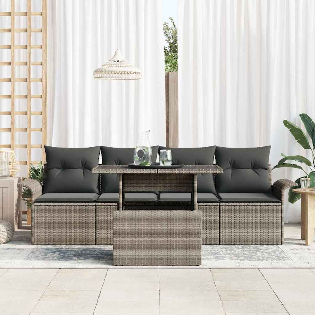 Kerti Kanapé Szett párnával tárolóval 5 pcs Szürke Poly Rattan