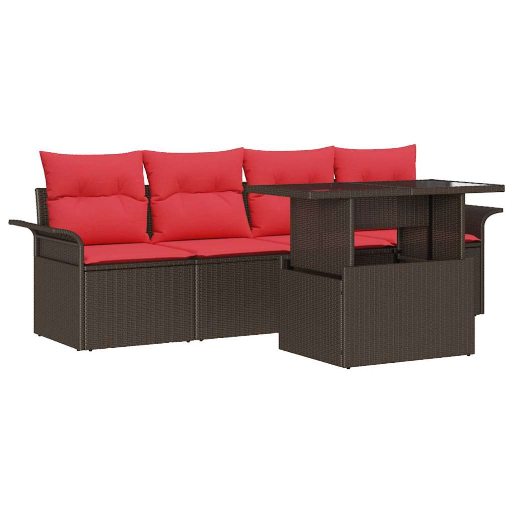 Kerti Kanapé Szett 5 db Barna [Műanyag]: Poly Rattan