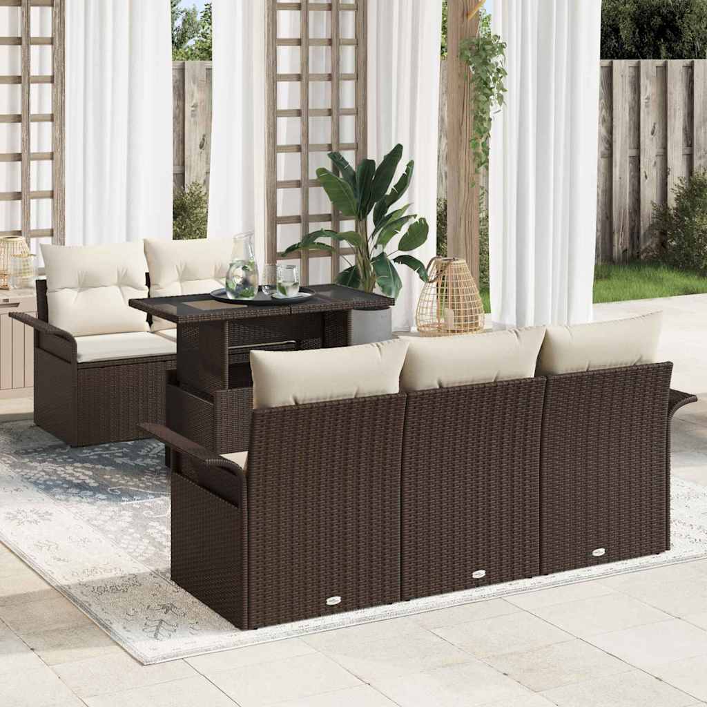 Kerti Kanapé Szett 6 db Barna [Műanyag]: Poly Rattan