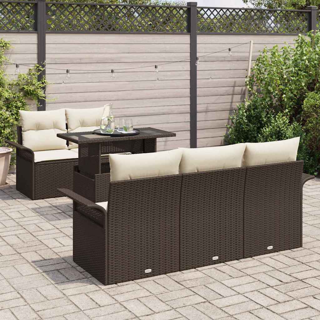 Kerti Kanapé Szett 6 db Barna [Műanyag]: Poly Rattan