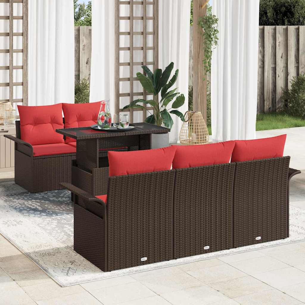Kerti Kanapé Szett 6 db Barna [Műanyag]: Poly Rattan