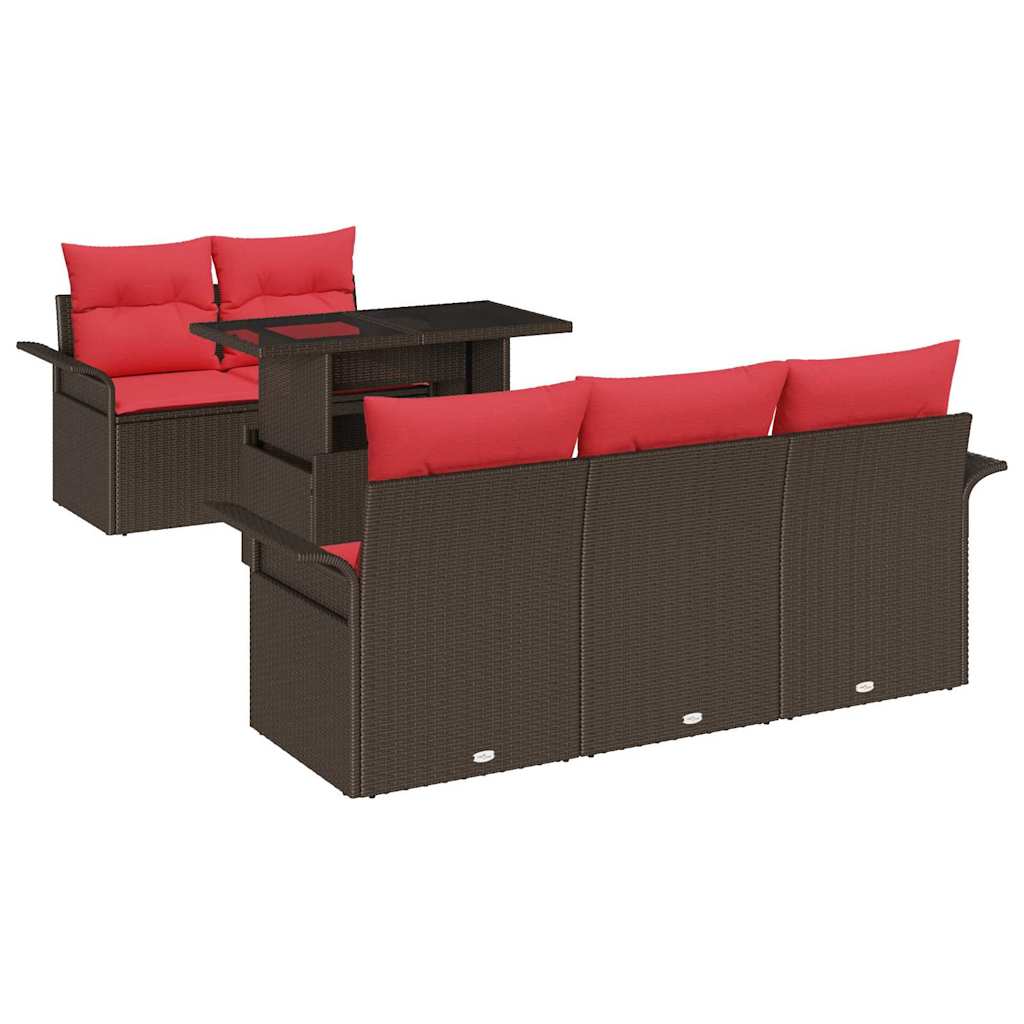 Kerti Kanapé Szett 6 db Barna [Műanyag]: Poly Rattan