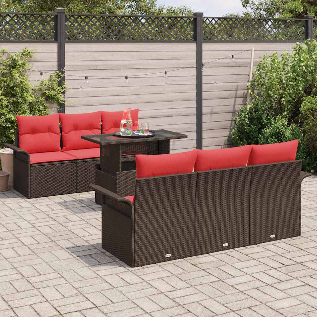 Kerti Kanapé Szett 7 db Barna [Műanyag]: Poly Rattan
