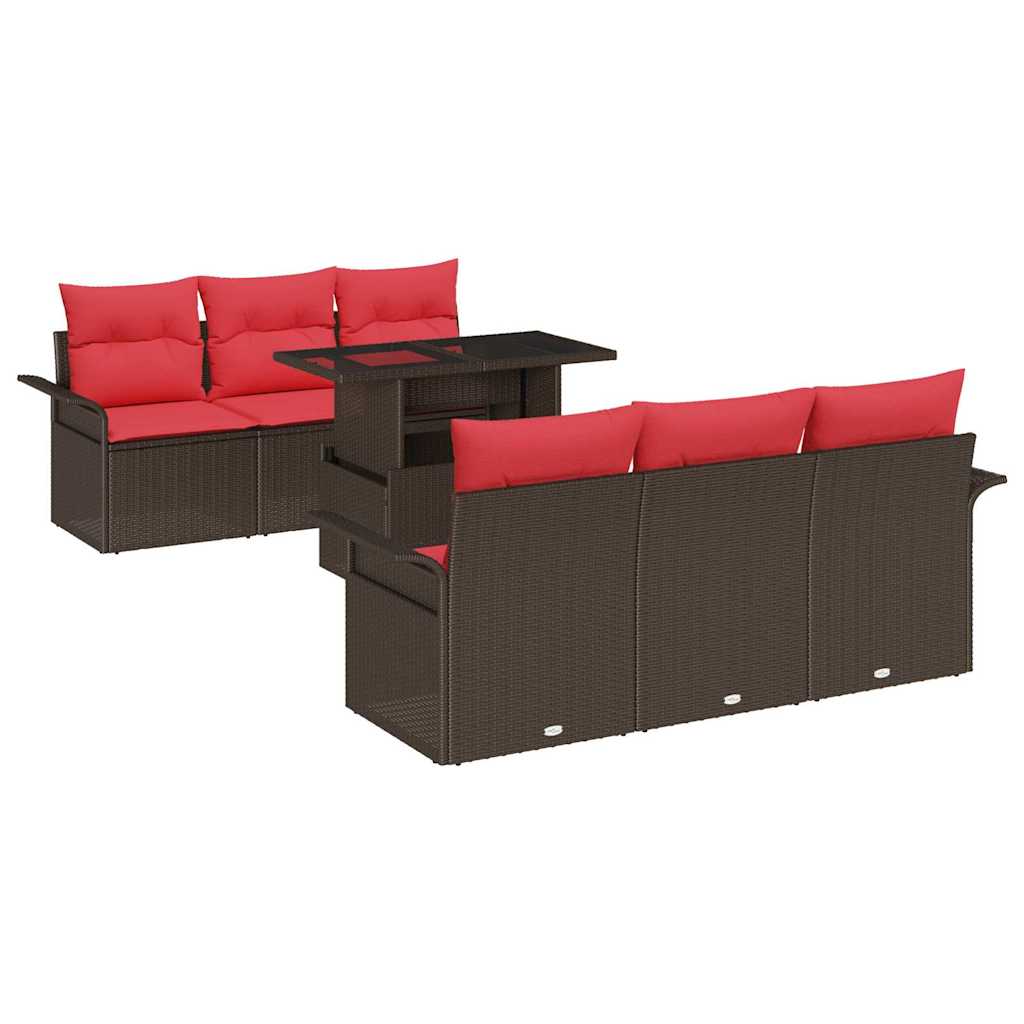 Kerti Kanapé Szett 7 db Barna [Műanyag]: Poly Rattan