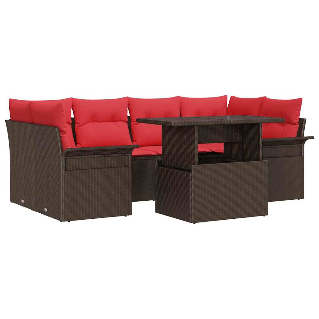 Kerti Kanapé Szett 7 db Barna [Műanyag]: Poly Rattan