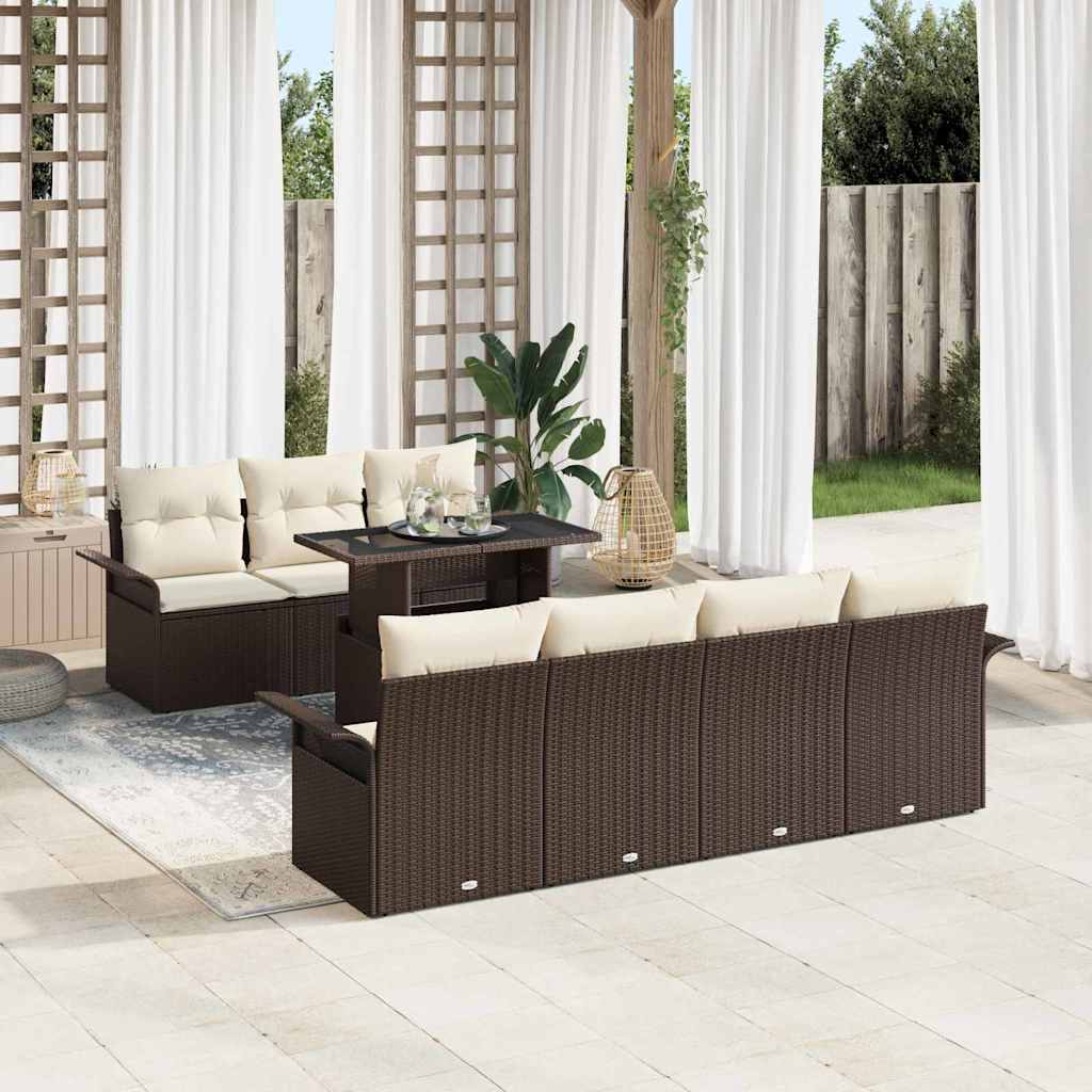 Kerti Kanapé Szett 8 db Barna [Műanyag]: Poly Rattan