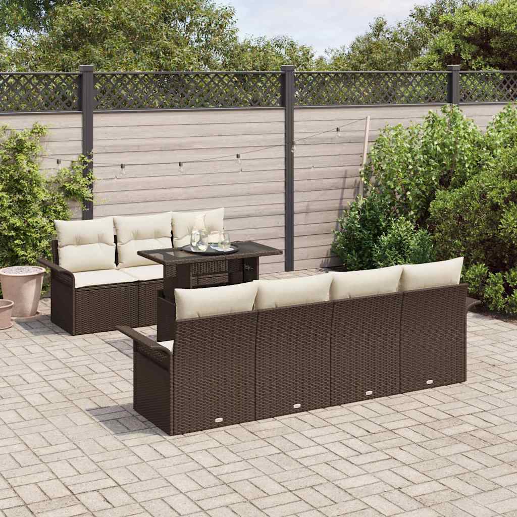 Kerti Kanapé Szett 8 db Barna [Műanyag]: Poly Rattan