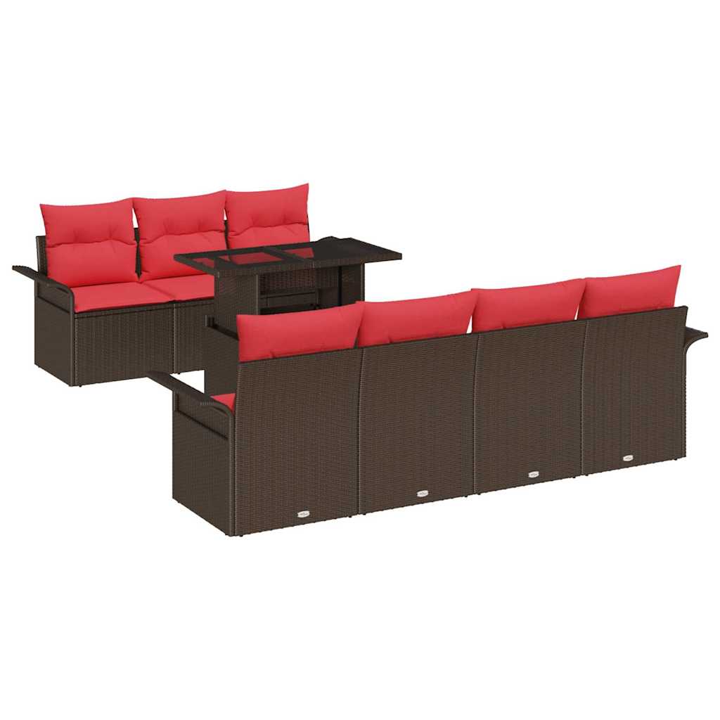 Kerti Kanapé Szett 8 db Barna [Műanyag]: Poly Rattan