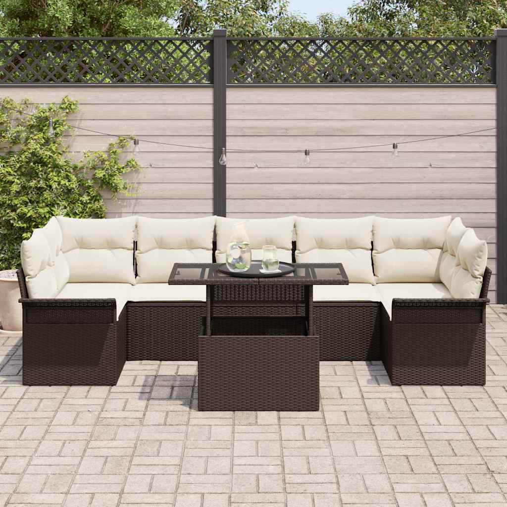 Kerti Kanapé Szett 8 db Barna [Műanyag]: Poly Rattan