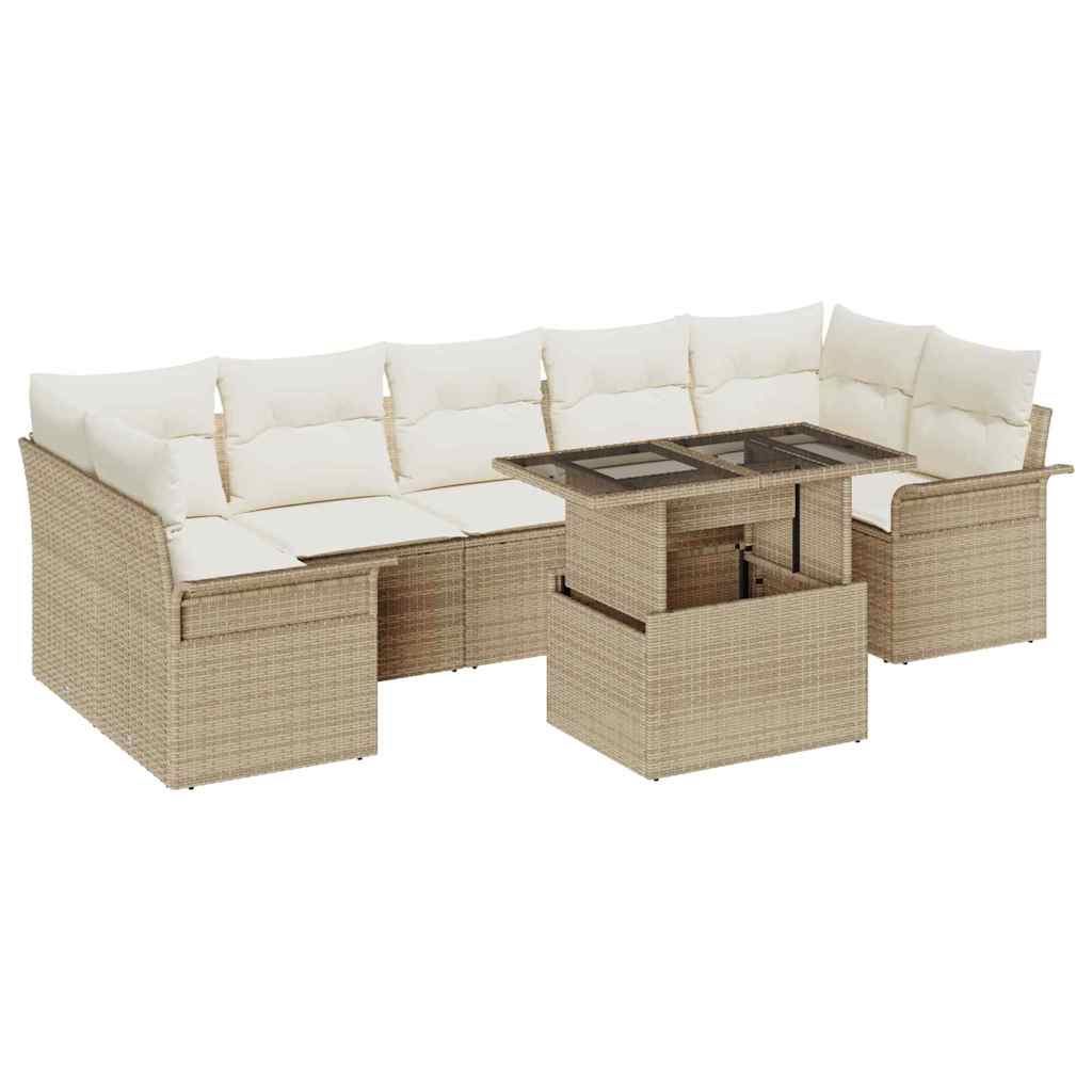 Kerti Kanapé Szett párnával tárolóval 8 pcs Bézs Poly Rattan