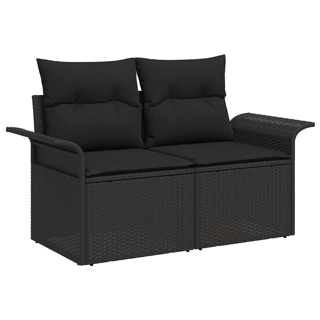 Kerti Kanapé Szett párnával tárolóval 5 pcs Fekete Poly Rattan